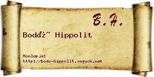 Bodó Hippolit névjegykártya